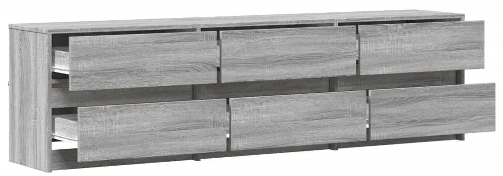 szürke sonoma színű szerelt fa LED-es TV-szekrény 180x34x50 cm