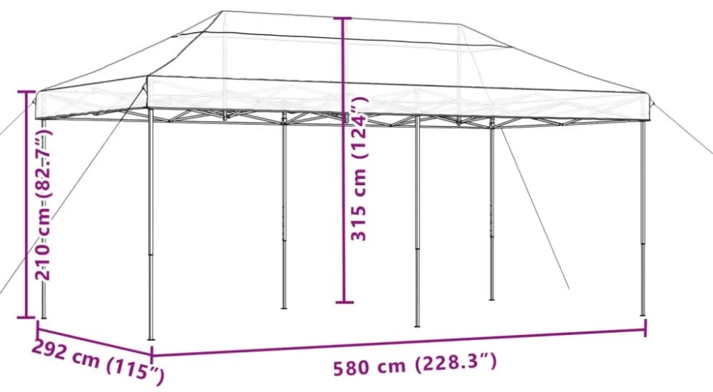 bézs összecsukható felugró rendezvénysátor 580x292x315 cm