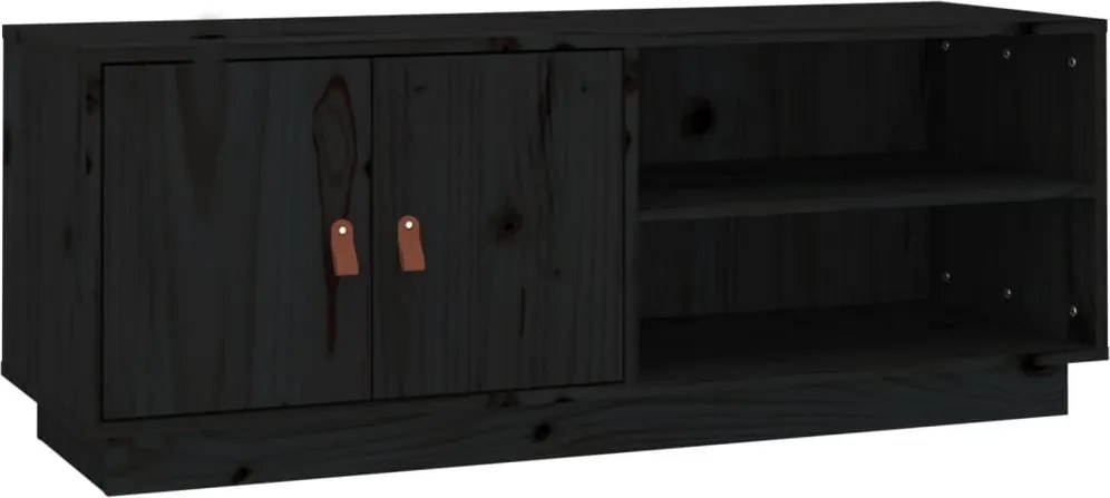vidaXL fekete tömör fenyőfa TV-szekrény 105 x 34 x 40 cm