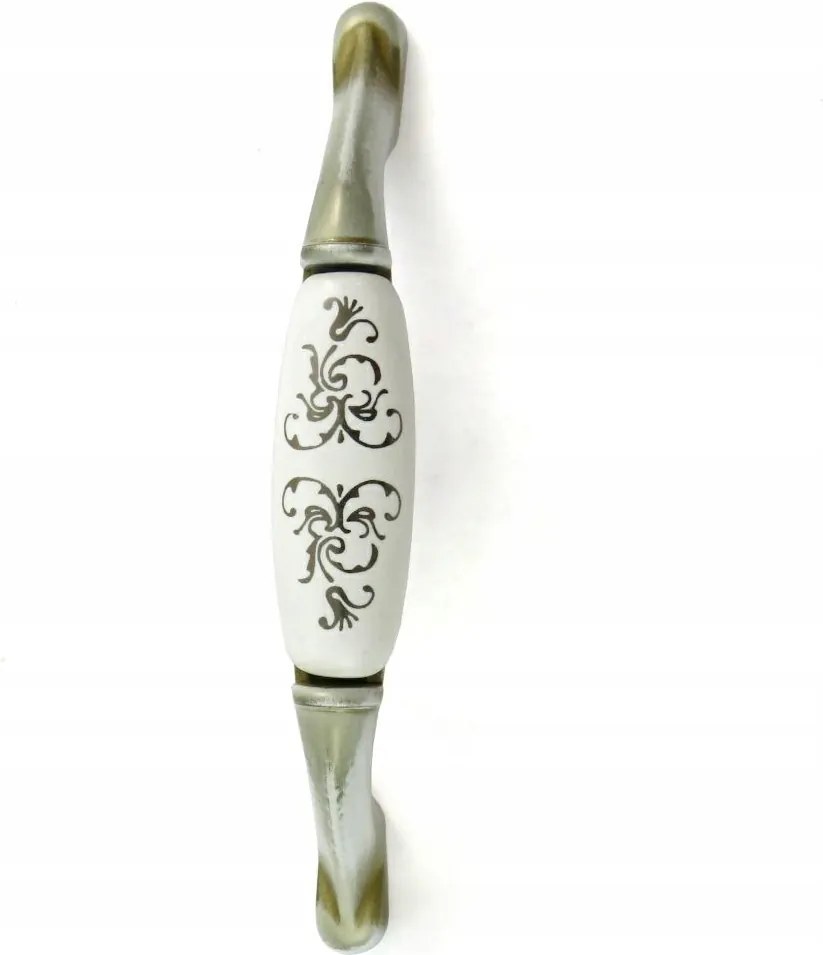 Kerámia bútorfogantyú fehér-arany 128mm Italy