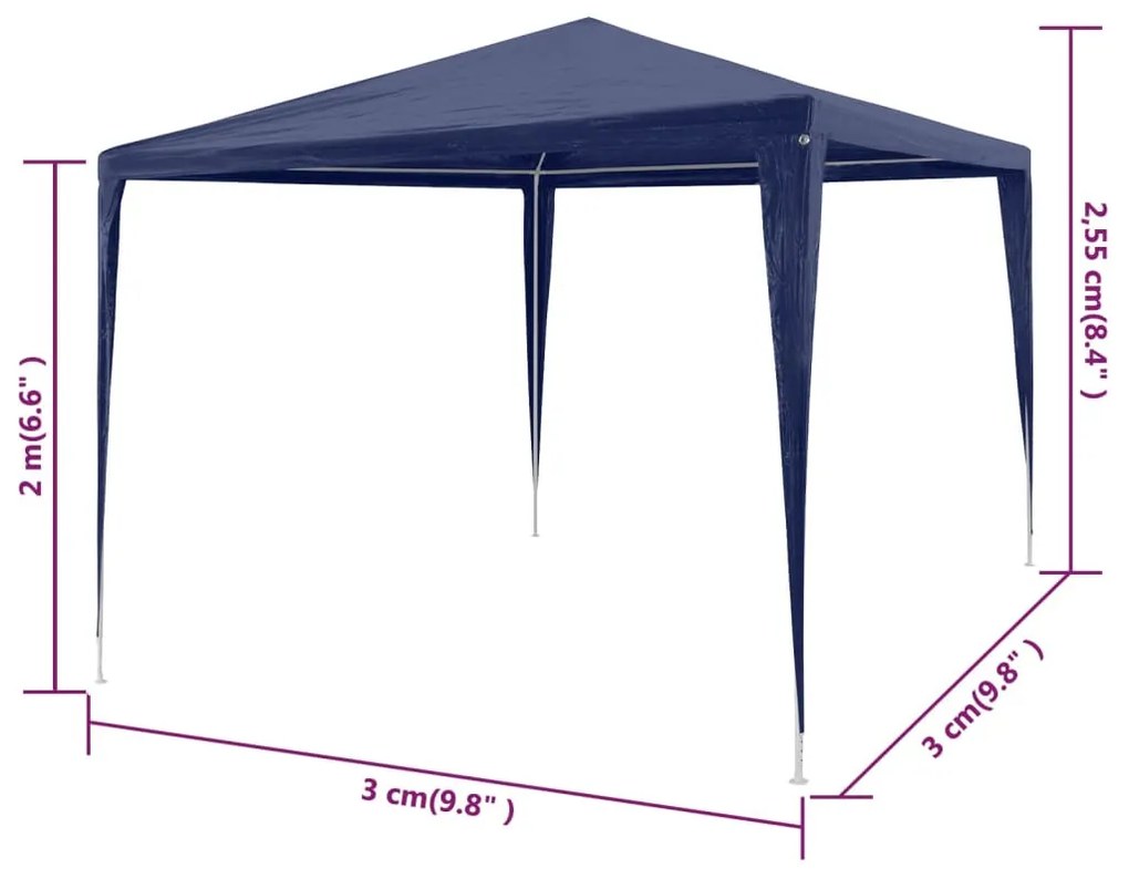 kék rendezvénysátor 3 x 3 m