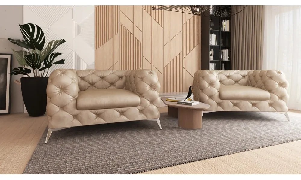 Bézs bársony fotel Chelsea – Ropez