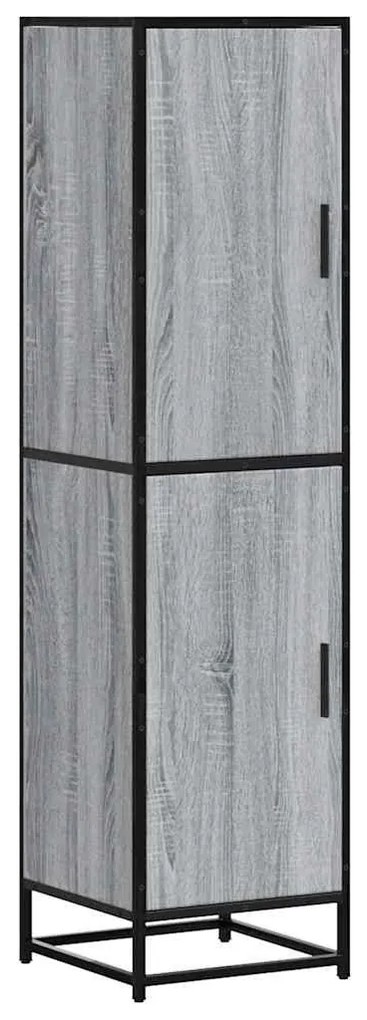 Highboard szürke sonoma 35,5x35x139 cm gépelt fa és fém