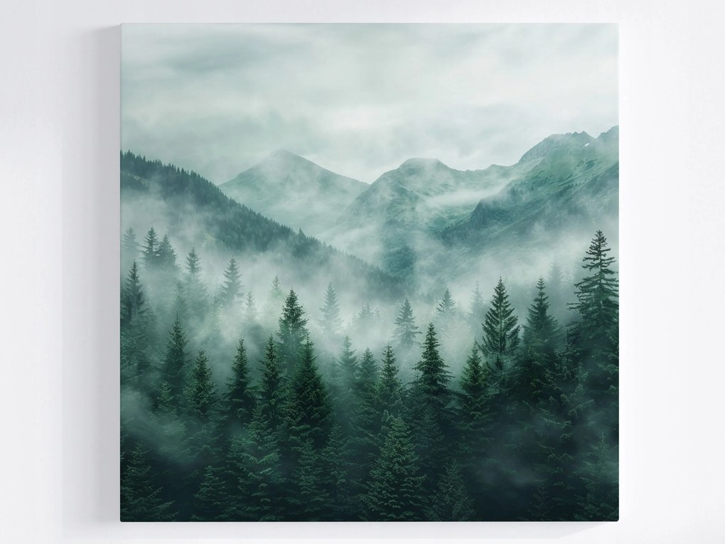 Poszter Hegyi Erdő Köd Nyugalom Rejtély Tájkép 40x40