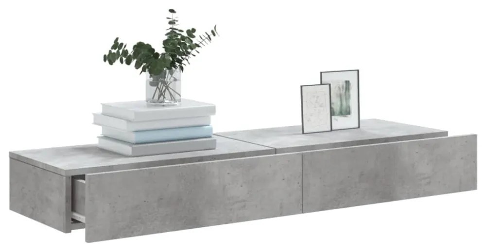2 db betonszürke TV-szekrény LED-lámpákkal 60x35x15,5 cm