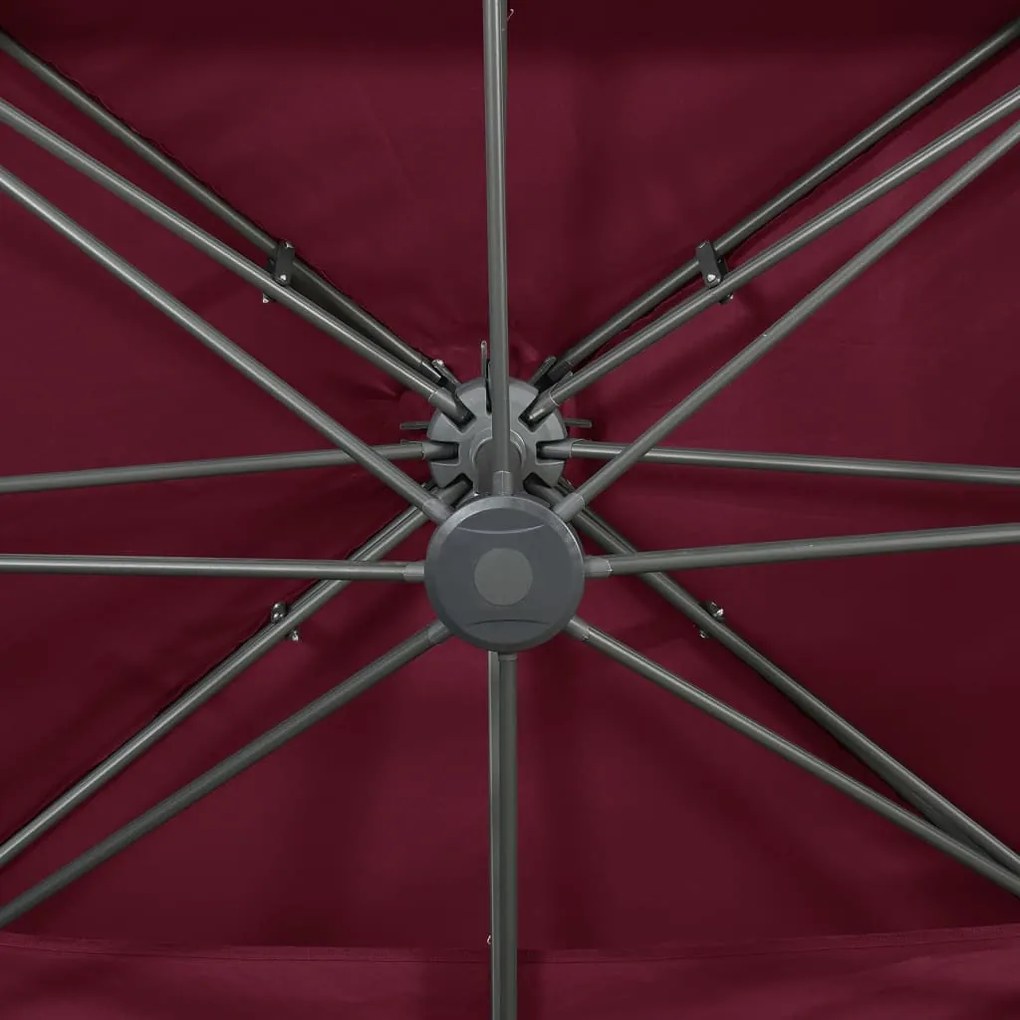 dupla tetejű, bordói színű konzolos kerti napernyő 400 x 300 cm