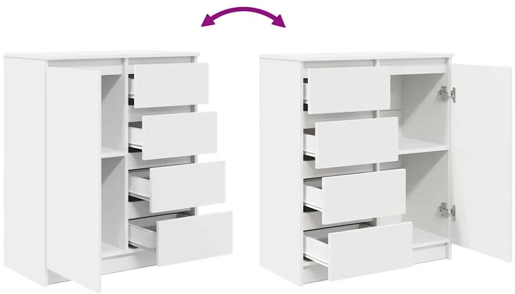 fehér szerelt fa tálalószekrény fiókos 71x35x84 cm