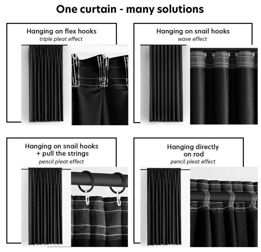 Fekete bársony dimout (részleges sötétítő) függöny 400x225 cm Velto – Filumi