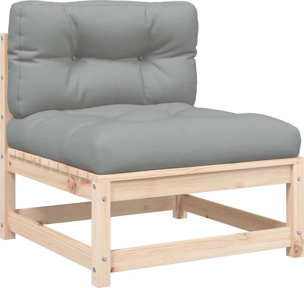 vidaXL tömör fenyőfa kerti karfa nélküli kanapé párnával