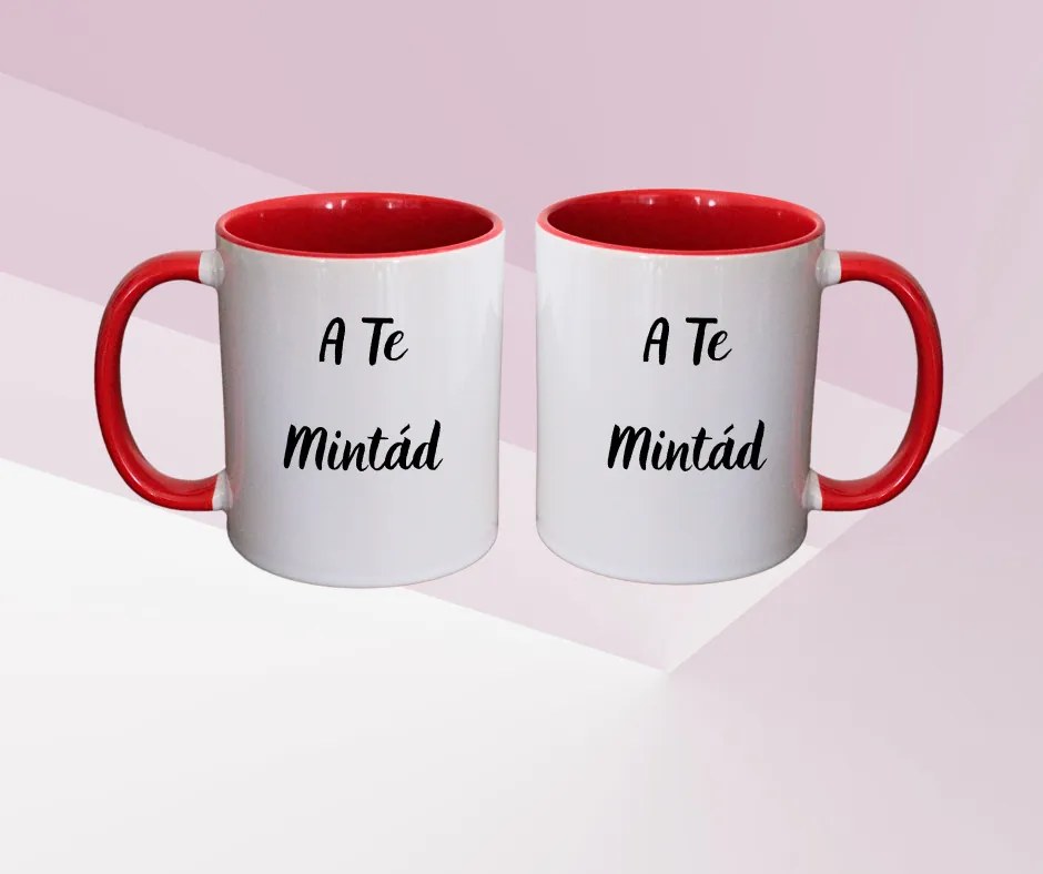 Egyedi Mintájú Fehér Bögre Fekete Belsővel és Füllel