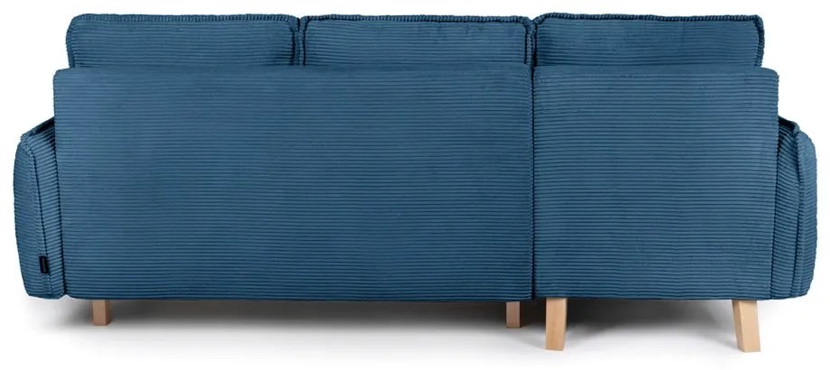 Kék kordbársony kinyitható sarokkanapé (variálható) Tori – Bonami Selection