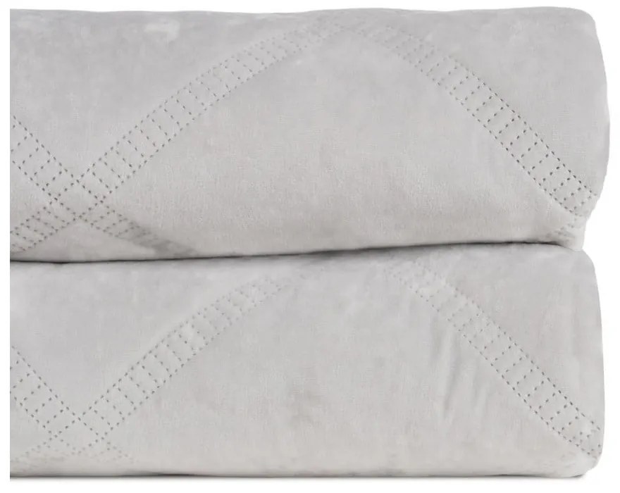 Krémszínű bársony steppelt ágytakaró 230x260 cm – Ixia