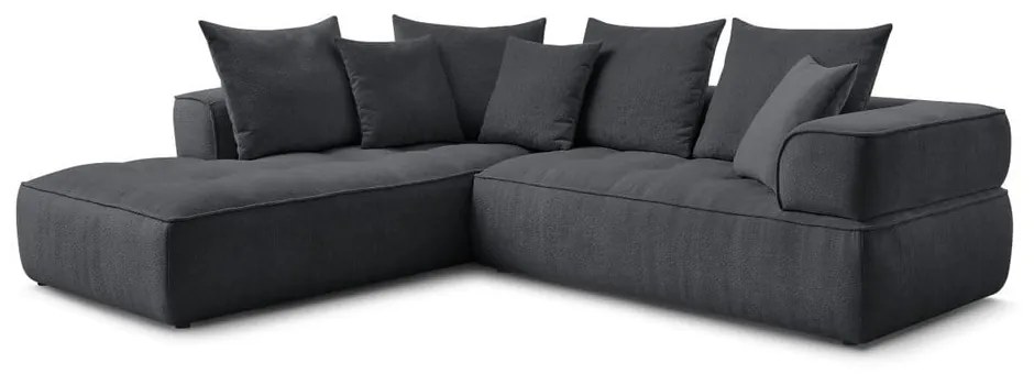 Sötétszürke zsenília sarokkanapé (bal oldali-L alakú) Whesley – Bobochic Paris