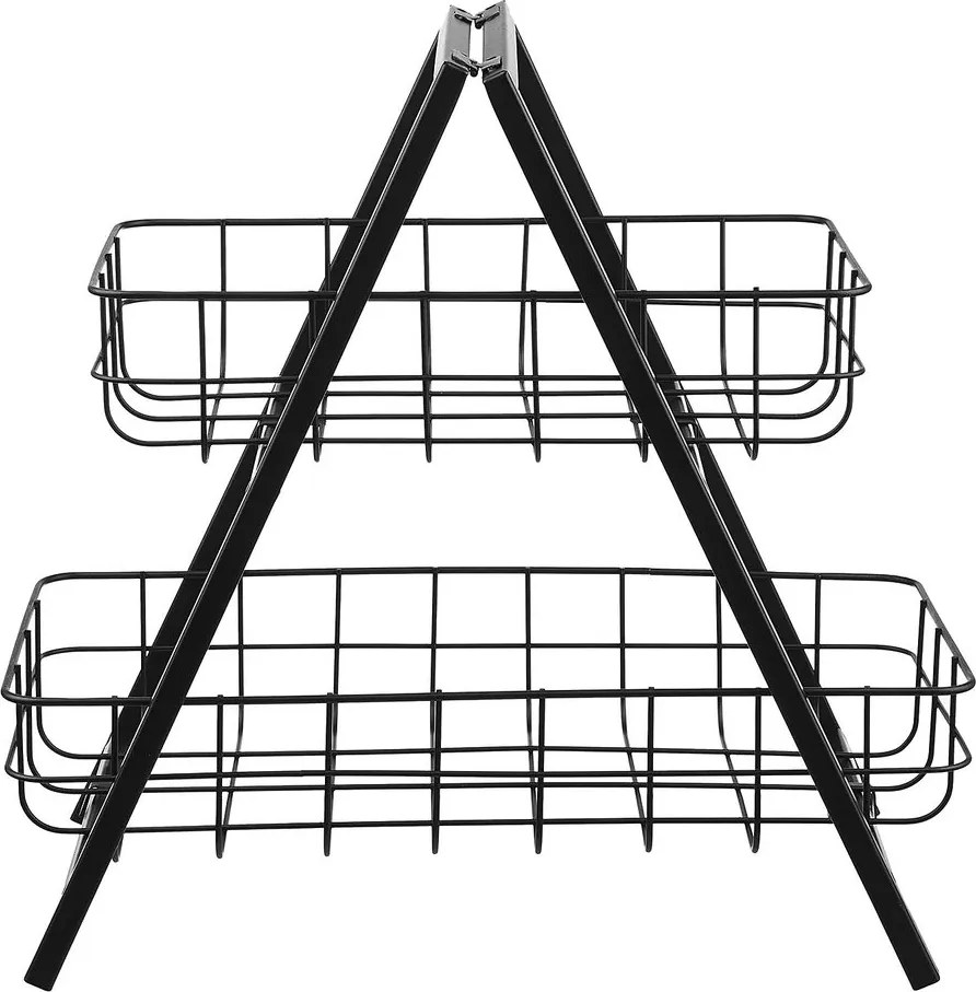 GRID két emeletes fém tároló, fekete 33 cm