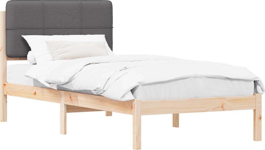 vidaXL Ágykeret Kárpitozott Fejtámlával Sötétszürke 80 x 200 cm