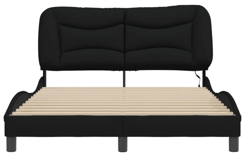 fekete szövet ágykeret LED-ekkel matrac nélkül 120x200 cm