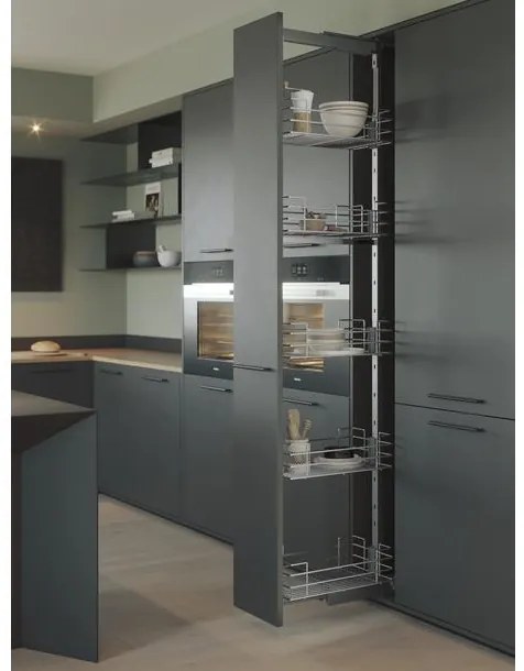 Konyhai fémrács, kamravasalat, 450mm, ezüst szürke, teljes kihúzású, csillapított záródás, 1615-1915mm, 5 kosár SIGE, Green Line 260