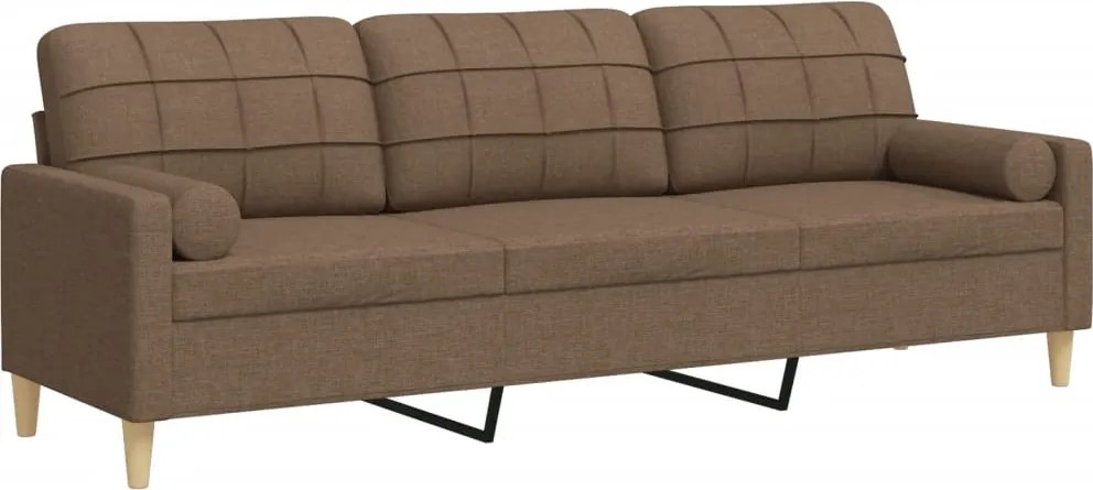 vidaXL 3 személyes barna szövet kanapé díszpárnákkal 210 cm