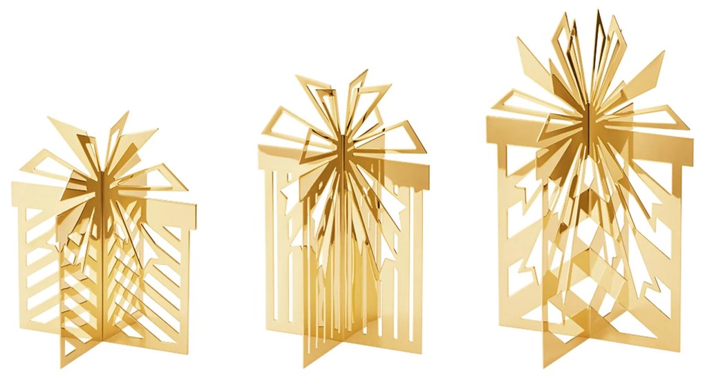 Karácsonyi dísz 18 karátos arannyal bevonva, 3 darabos készlet - Georg Jensen