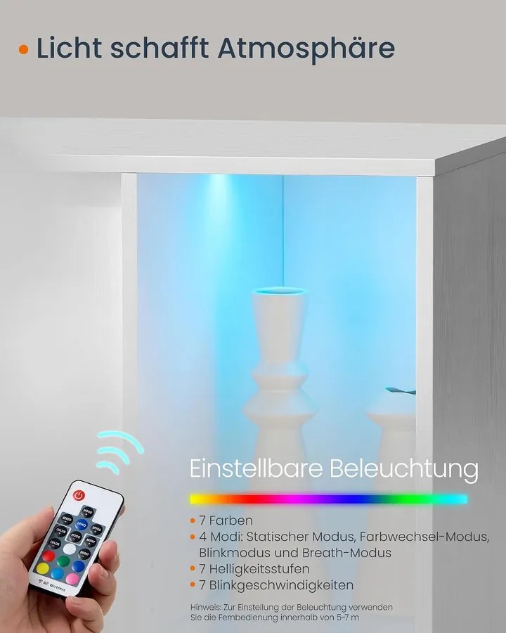 SONGMICS HOME Snapsemble TV-állvány és Tálalószekrény LED-del, KADIN, Hófehér