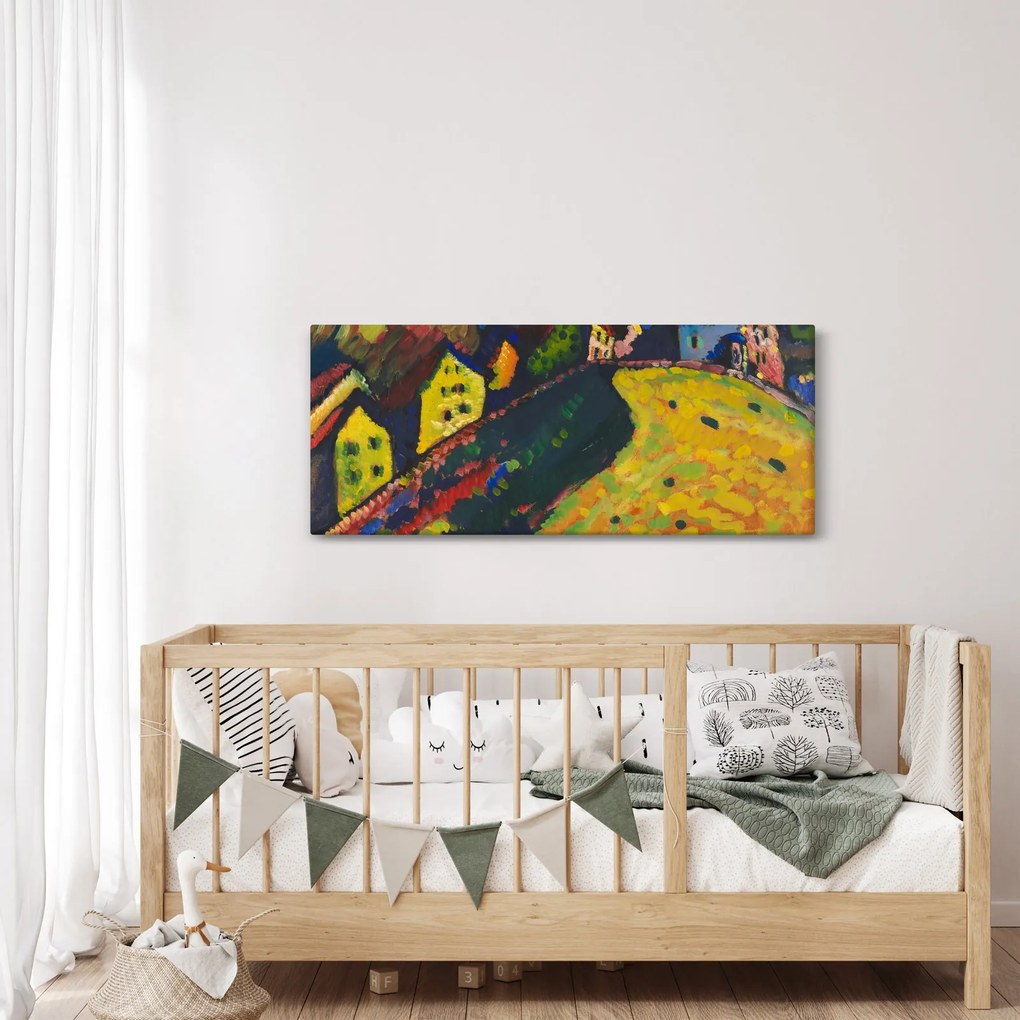 Kép - Vasily Kandinsky, Houses at Murnau, reprodukciók (120x50 cm)