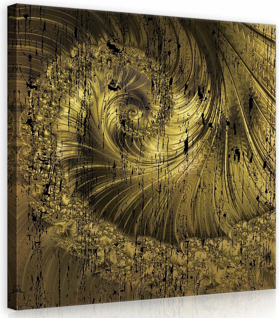 Vászonkép 80x80 Arany spirál absztrakt fraktál textúra dinamika mozgás