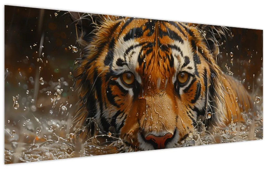 Kép - Portré egy tigris a vízben (120x50 cm)