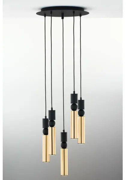 Jupiter 2017 - Csillár zsinóron ALAS 5xGU10/10W/230V arany/fekete