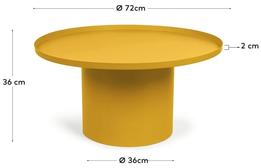 Mustársárga fém kerek dohányzóasztal ø 72 cm Fleksa – Kave Home