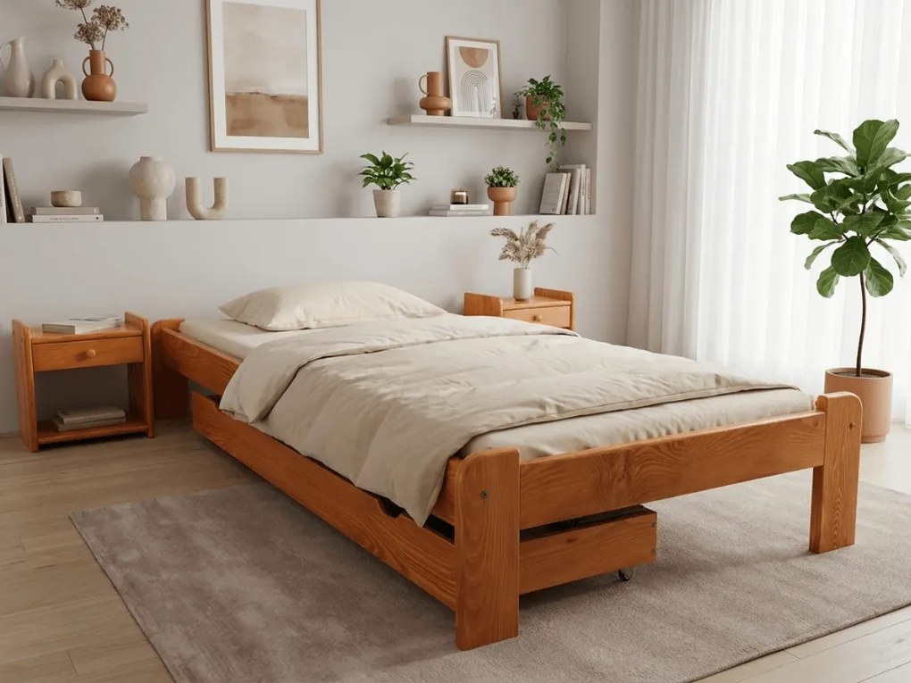 ADA ágy 80 x 200 cm, égerfa Ágyrács: Léces ágyrács, Matrac: Coco Maxi 20 cm matrac