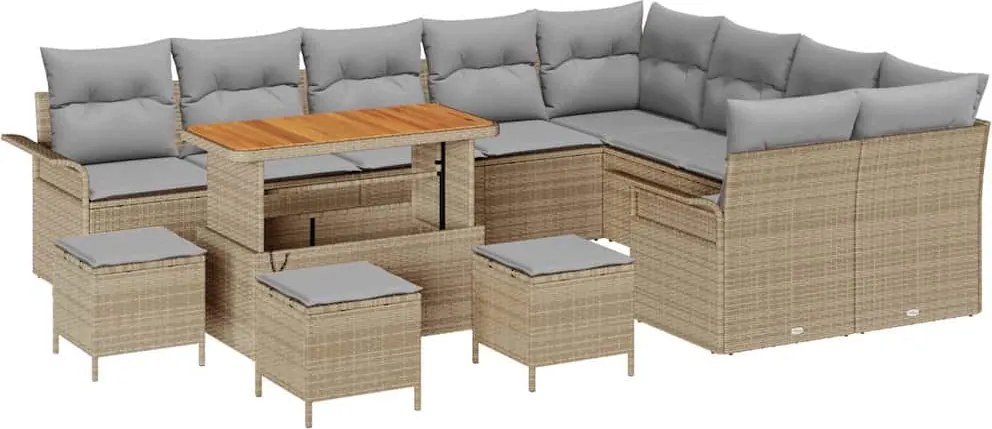 vidaXL Kerti Kanapé Szett párnával 13 pcs Beige és Világosszürke