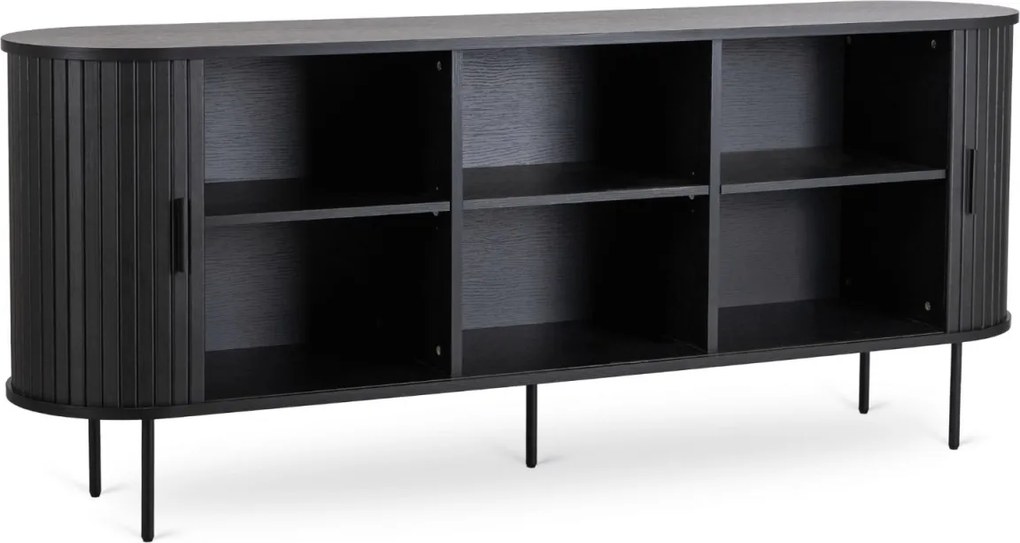 Kétajtós, tolóajtós komód 180 cm méretben, fekete színben TRISH