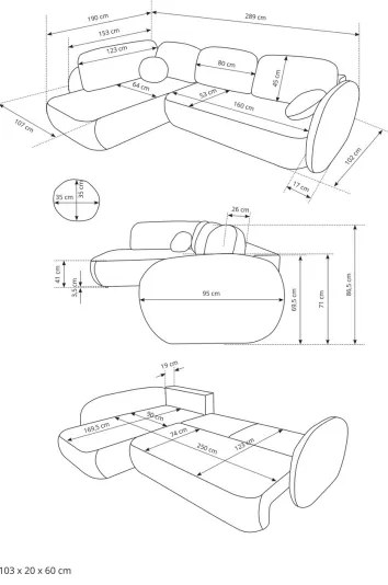 OLBIA balos, L-alakú kinyitható sarokkanapé tárolóval, bézs