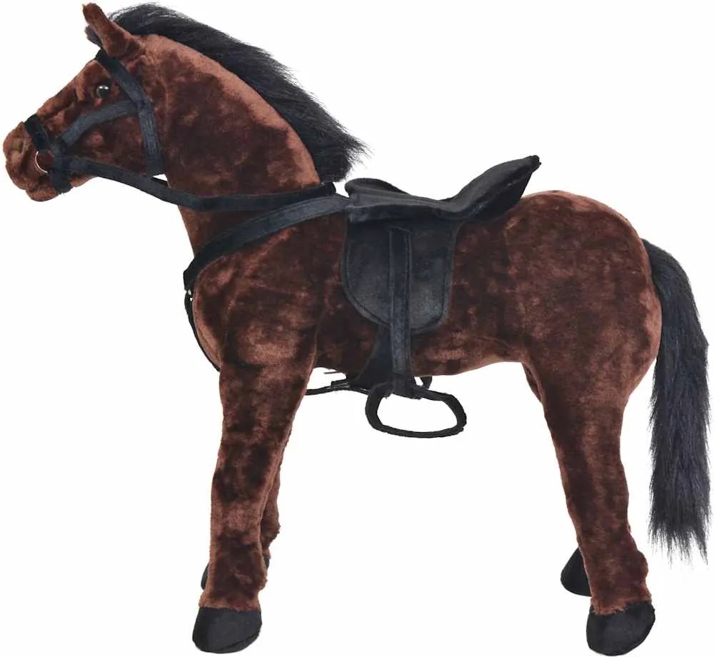 vidaXL sötétbarna álló ló plüssjáték XXL