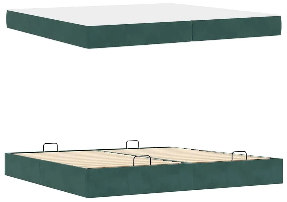 Ágykeret Sötétzöld 200 x 200 cm Bársony