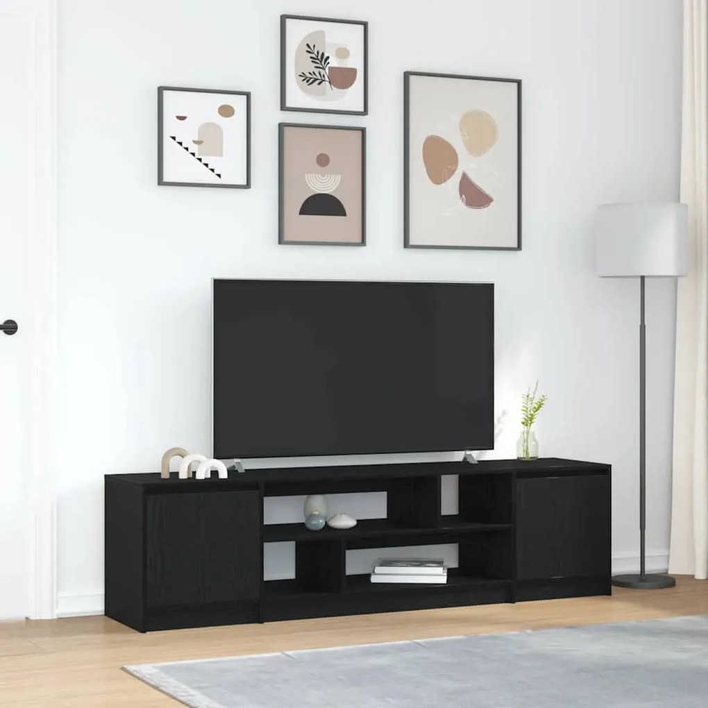 fekete tölgy színű szerelt fa TV-szekrény 188,5x41x50 cm
