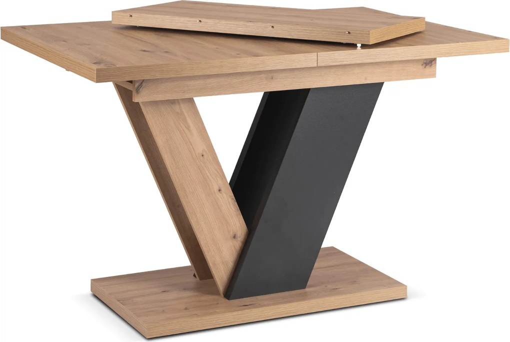 Kihúzható étkezőasztal 120–160 cm méretben, artisan tölgy/fekete színben CLARK