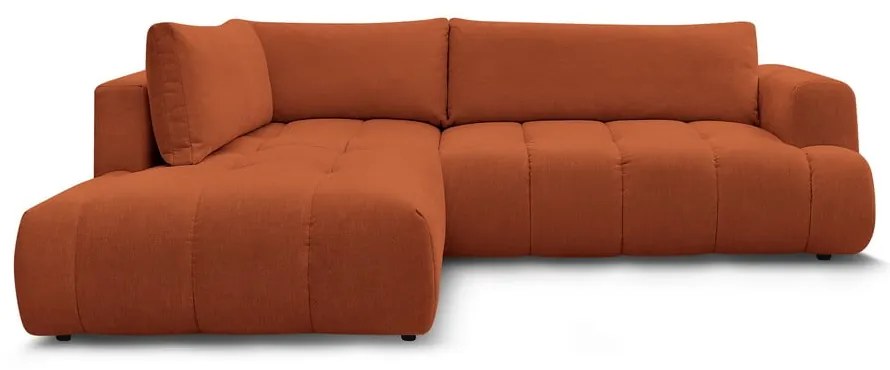 Téglavörös kinyitható-tárolóhelyes sarokkanapé (bal oldali-L alakú) Fuji – Bobochic Paris