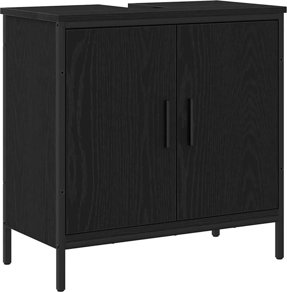 vidaXL Fürdőszobai mosdószekrény Fekete tölgy 60 x 30 x 60 cm Faanyag