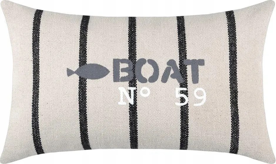 Díszpárna Boat No 59 30x50 cm fekete csíkos tengeri pamut Boho