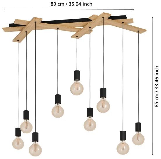 Eglo 43641 - Csillár zsinóron MONMOUNT 9xE27/40W/230V