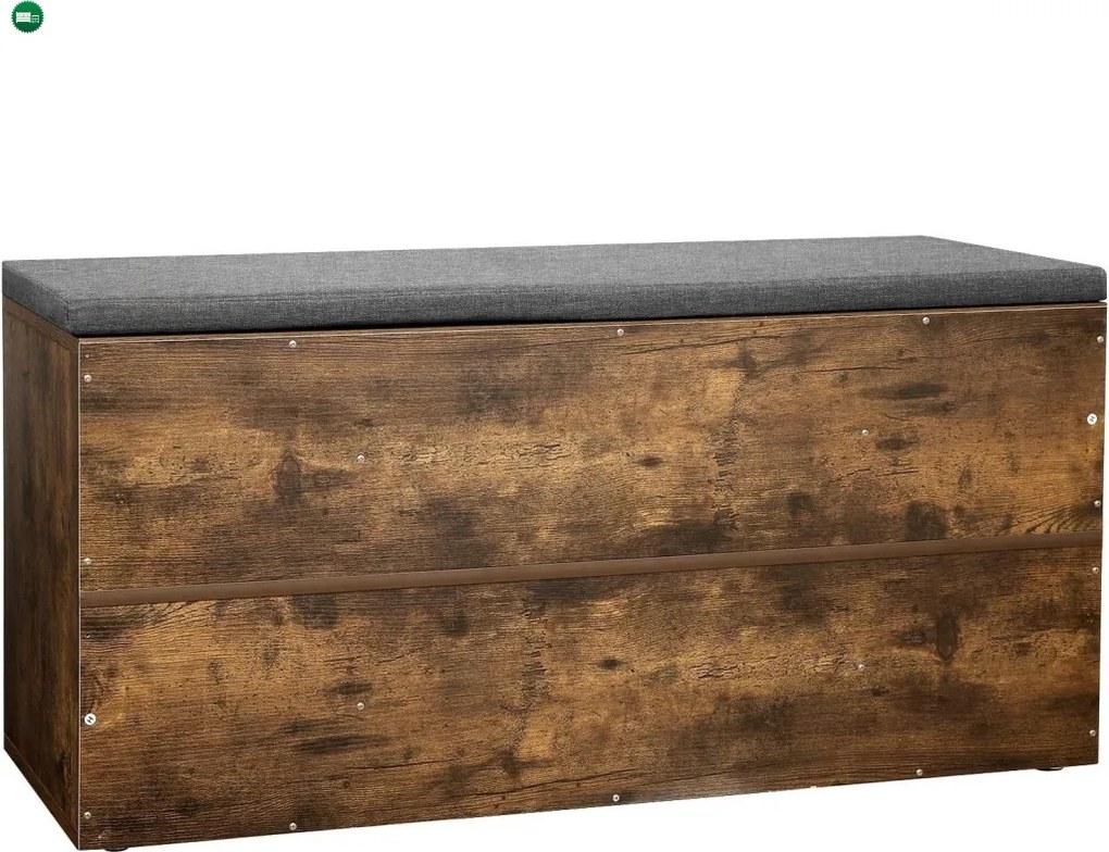 Cipőtároló pad, párnázott ülőfelülettel, rusztikus barna 104x30x48cm