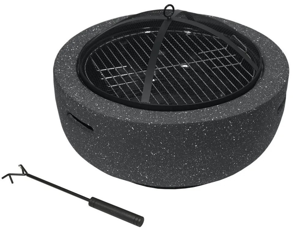 Hordozható fa tábortűz rostéllyal antracit