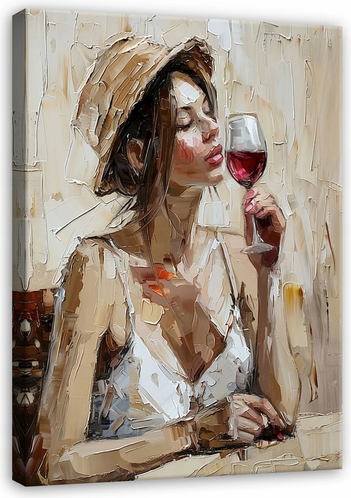 Vászonkép Nő Kalapban Bor Hálószoba Nappali Vászon Fal 100x70