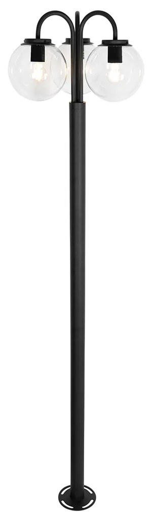 Lámpa fekete átlátszó üveggel 200 cm 3-lámpás IP44 - Sfera