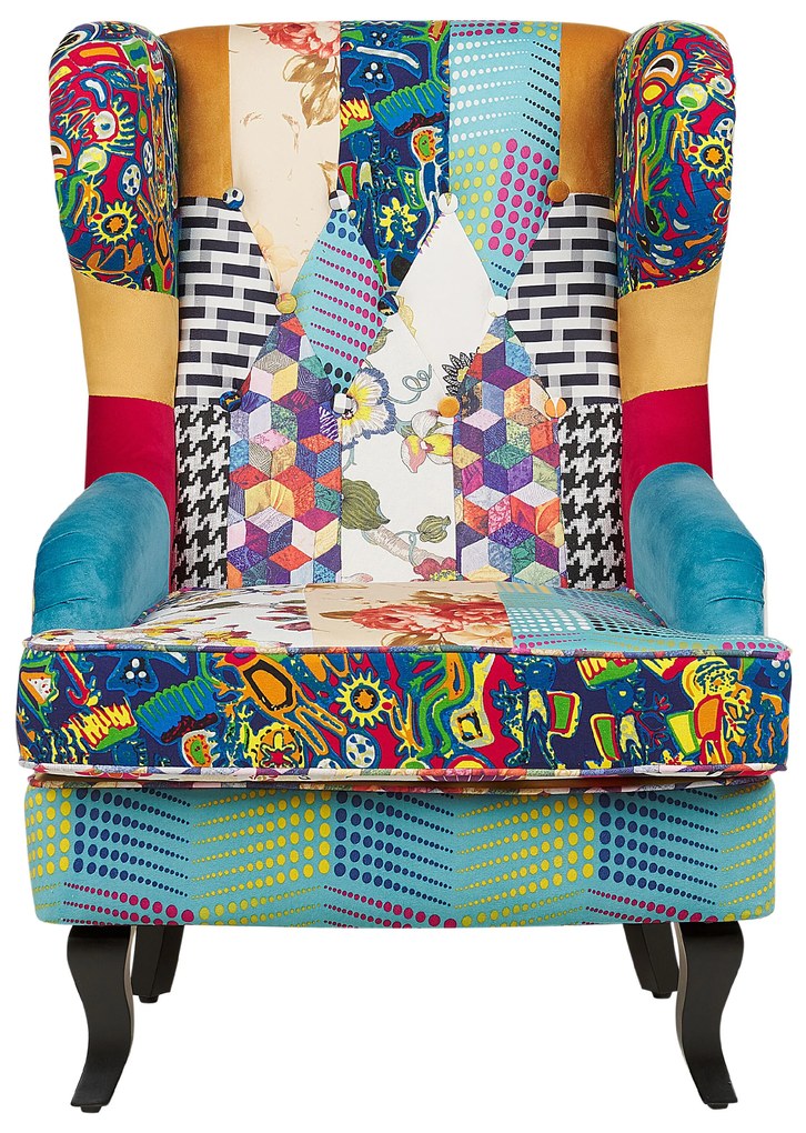Kék kárpitozott patchwork fotel MOLDE Beliani
