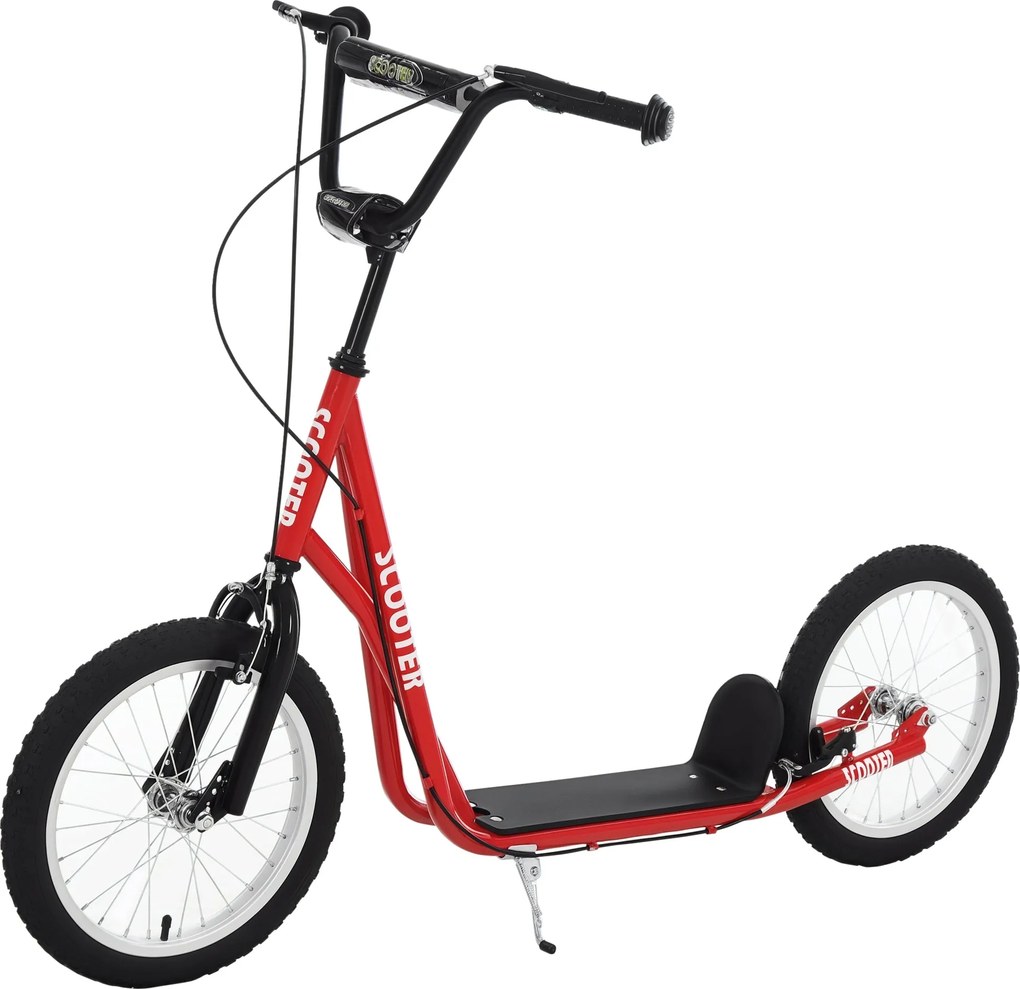 HOMCOM Roller Skateboard Gyerekeknek +5 Éveseknek és Tinédzsereknek, Magasságban Állítható Kormányzó, 2 Inflatable Gumikerék, Kétfékes és 16" Kerekek,