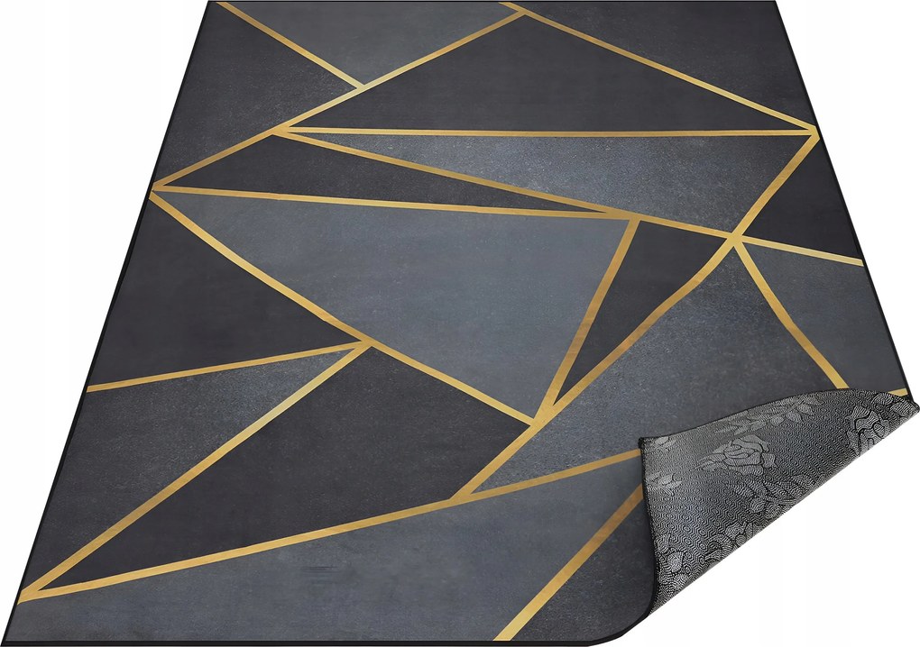 Szőnyeg Fekete-arany 300X200 CM Csúszásgátló Modern Fekete Arany Loft