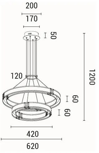 LED Csillár zsinóron LED/62W/230V 3000K 62x120 cm