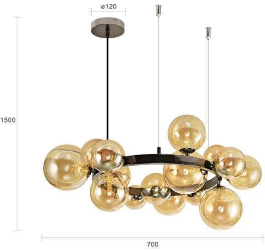 Brilagi - LED csillár kábelen MILLA 15xG9/3W/230V fekete króm/arany